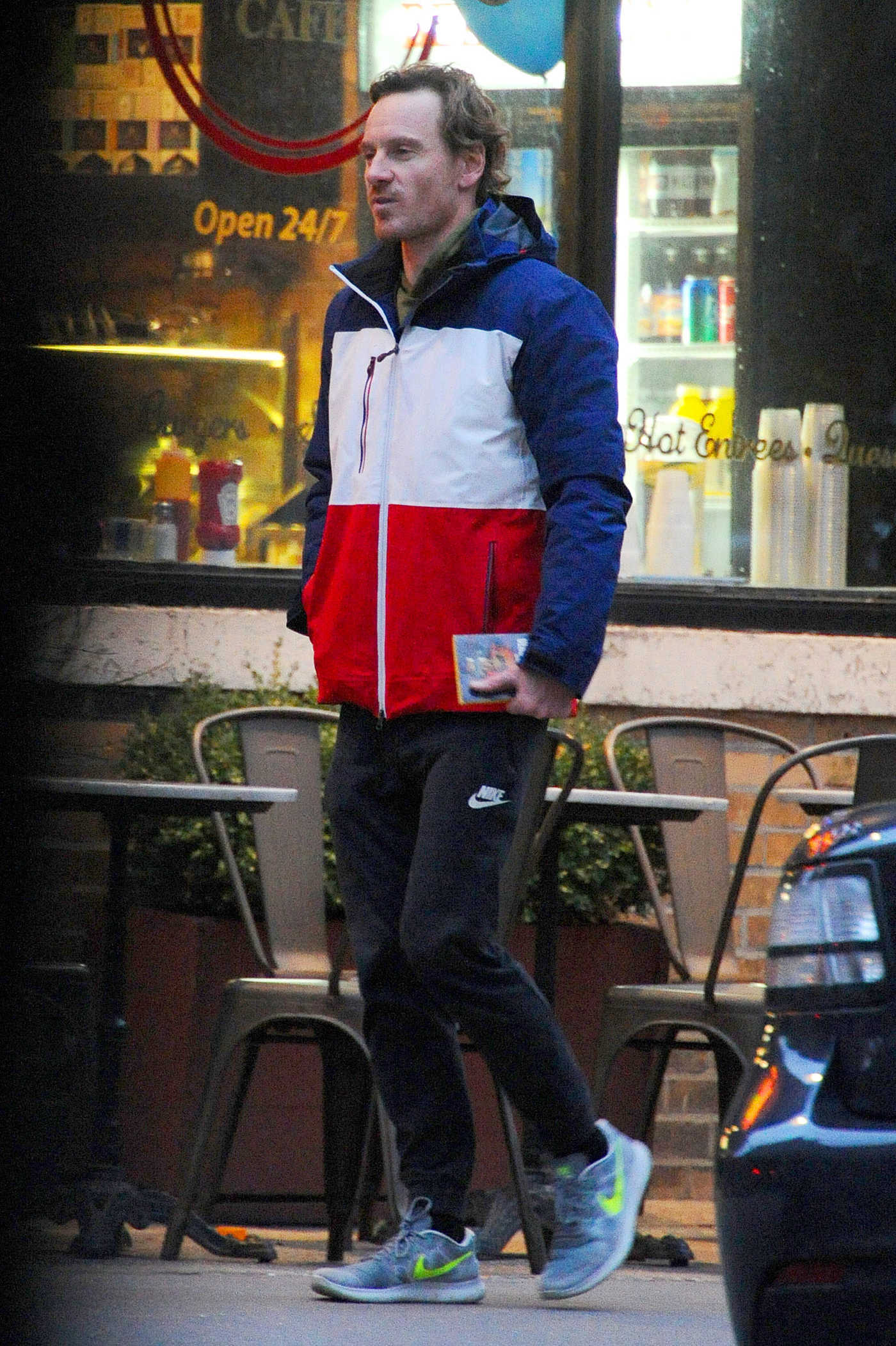 Michael Fassbender in a Black Nike Sweatpants Was Spotted out in Tribeca, NYC 12/17/2018