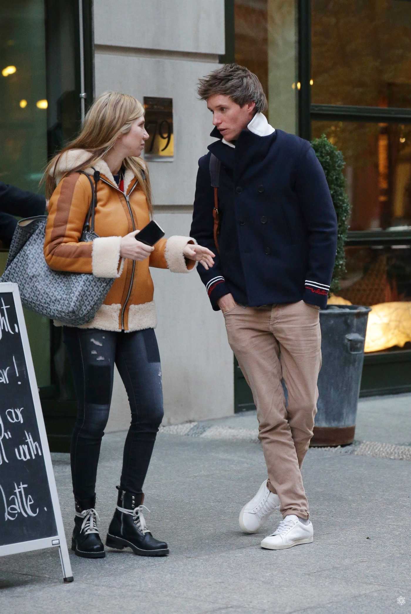 Eddie Redmayne in a White Sneakers Leaves His Hotel in New York City 11/20/2019