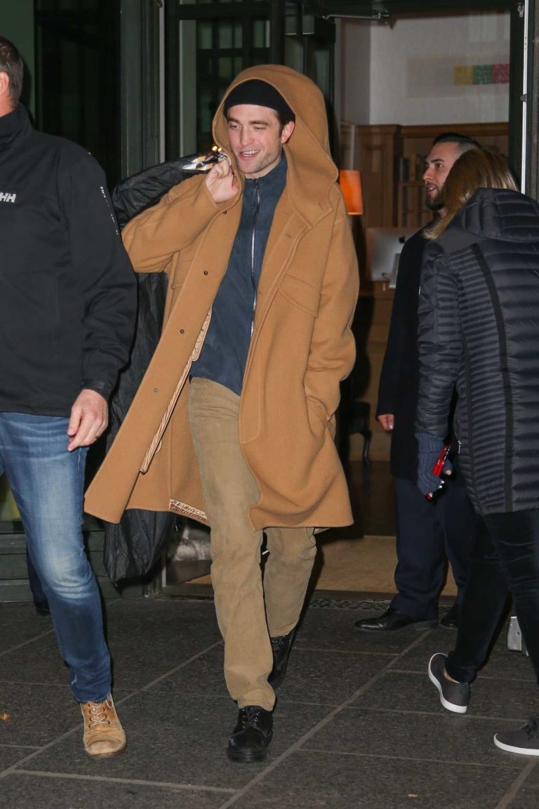 Robert Pattinson in a Beige Coat