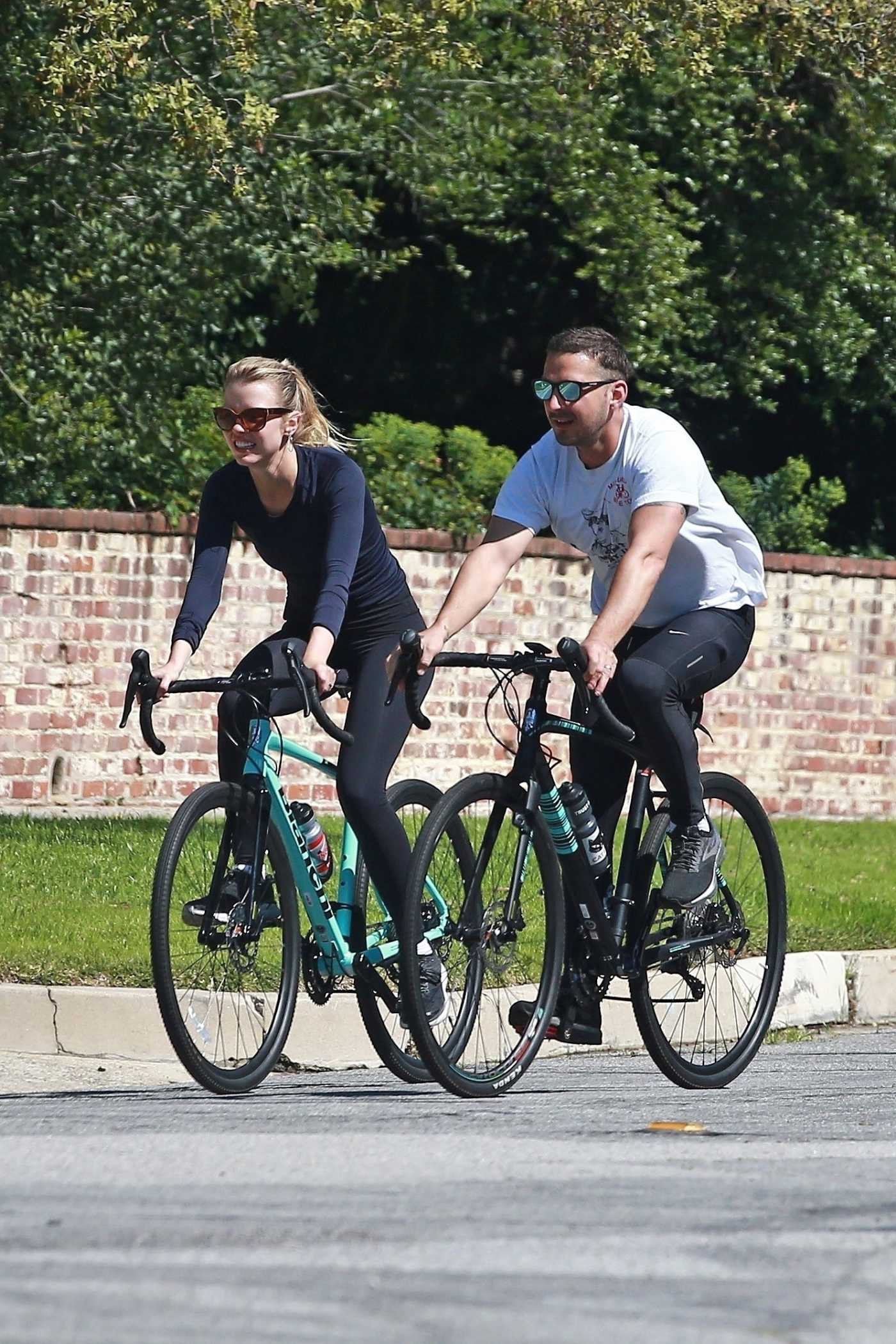 Shia LaBeouf Enjoys a Bike Ride Out wit Mia Goth in Pasadena 04/01/2020
