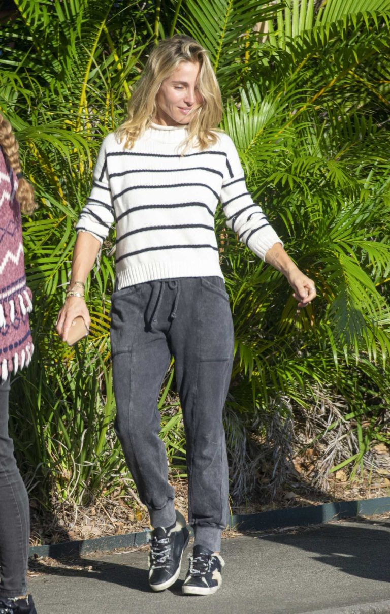 Elsa Pataky in a White Striped Sweater