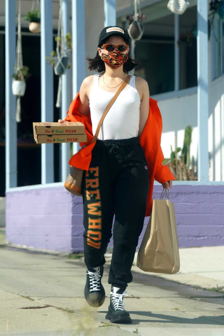 Soko in a White Tank Top