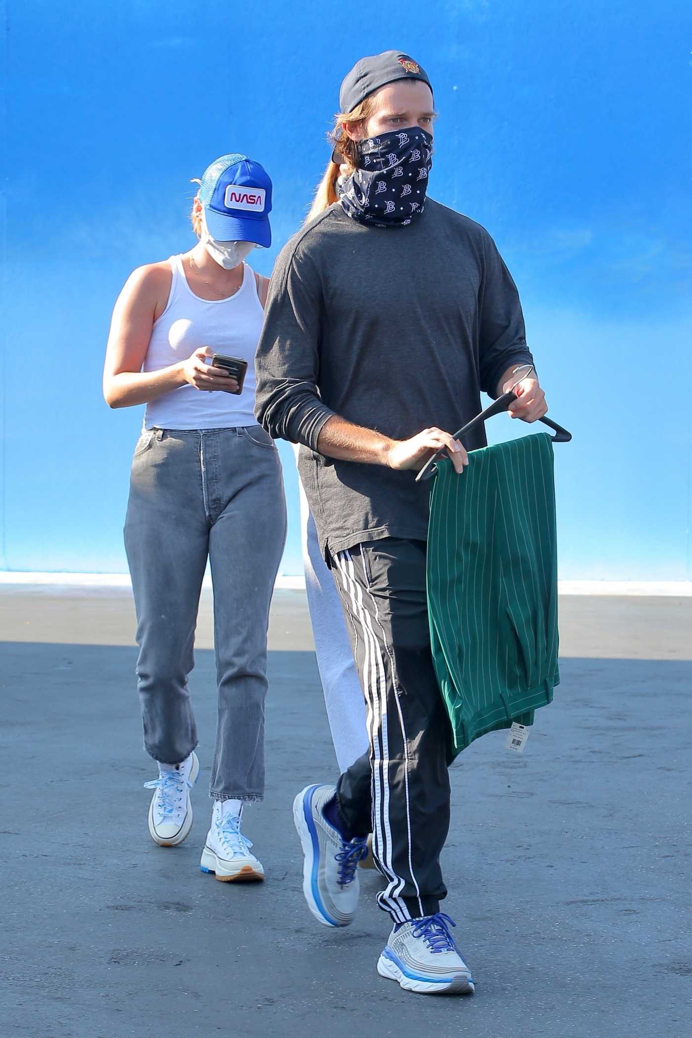 Patrick Schwarzenegger in a Gray Cap Was Seen Out with Abby Champion in West Hollywood 08/04/2020