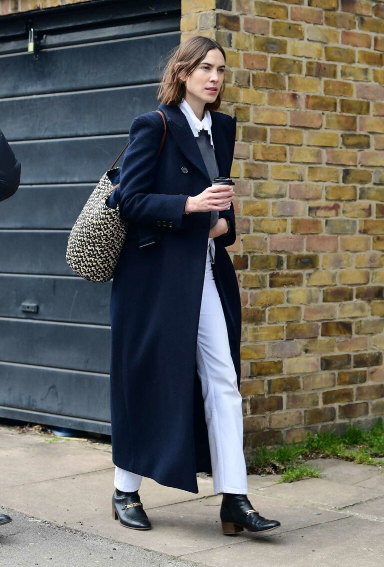 Alexa Chung in a Black Coat