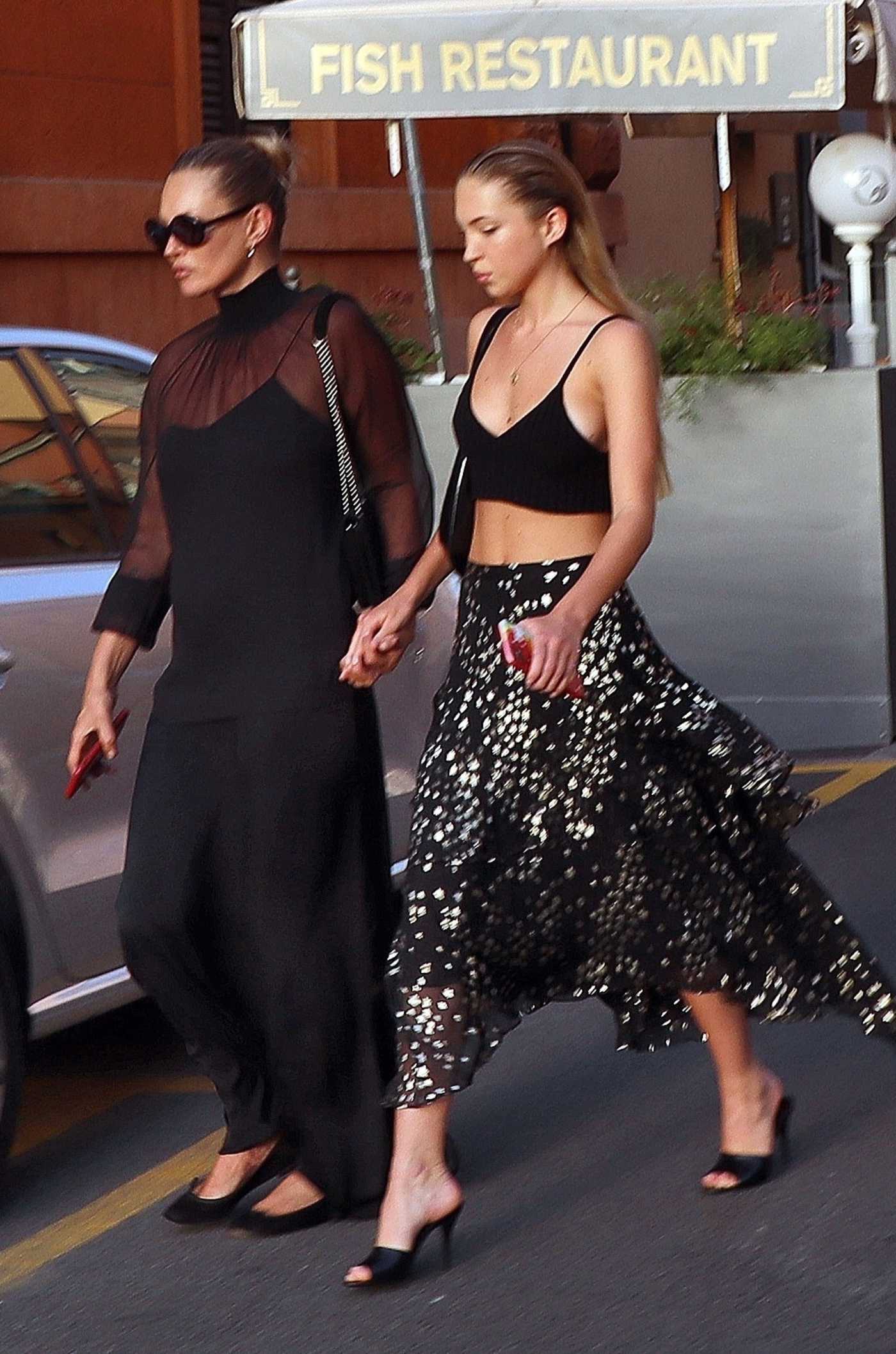 Kate Moss in a Black Suit Was Seen Out with Her Daughter Lila Grace in Rome 06/25/2021