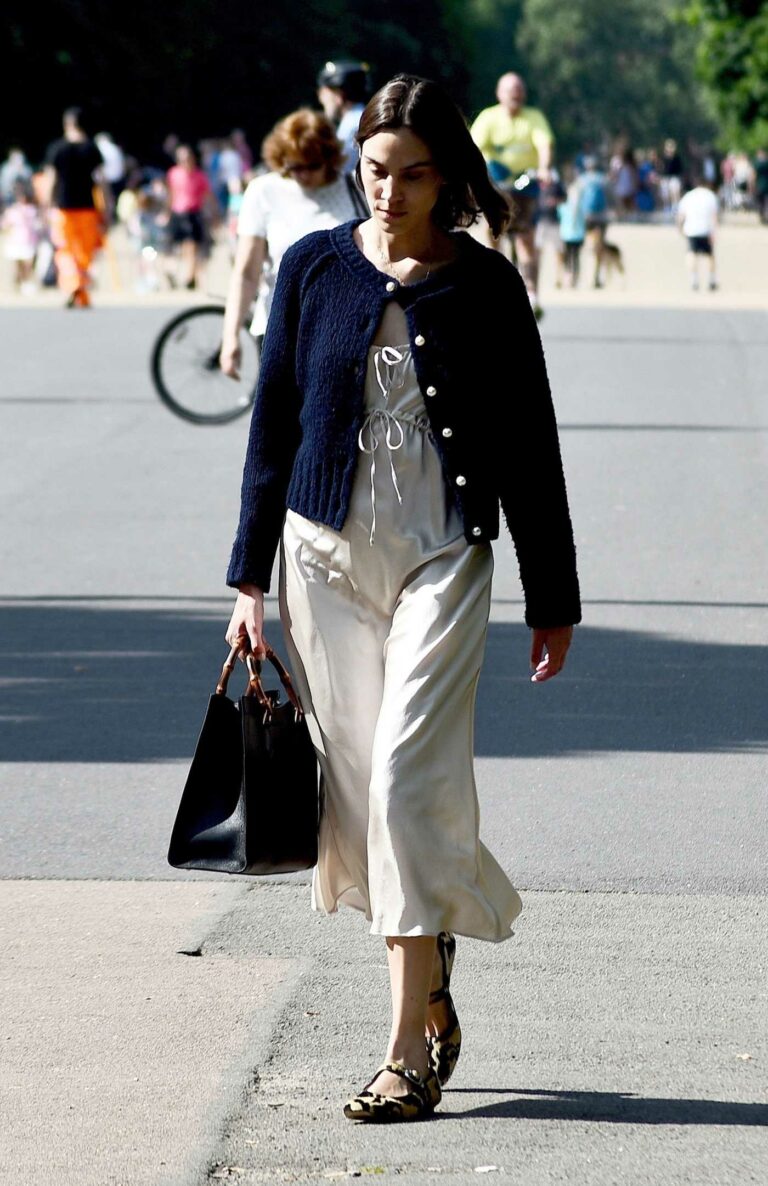 Alexa Chung in a Black Cardigan