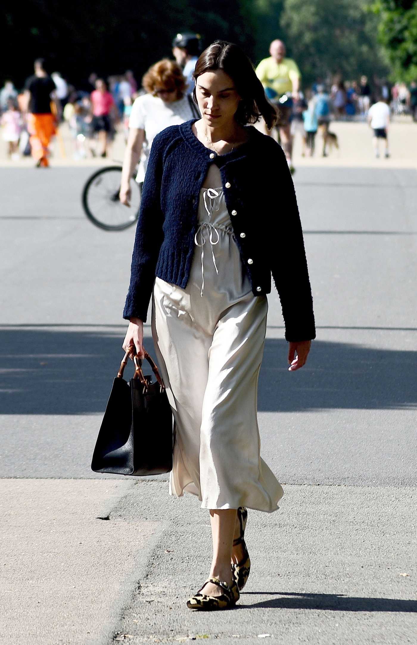 Alexa Chung in a Black Cardigan Was Seen Out in London 07/02/2021
