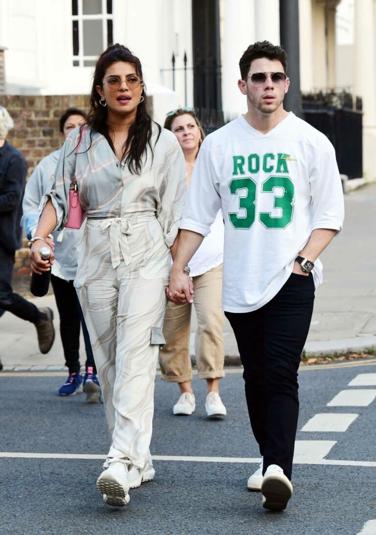 Nick Jonas in a White Long Sleeves T-Shirt