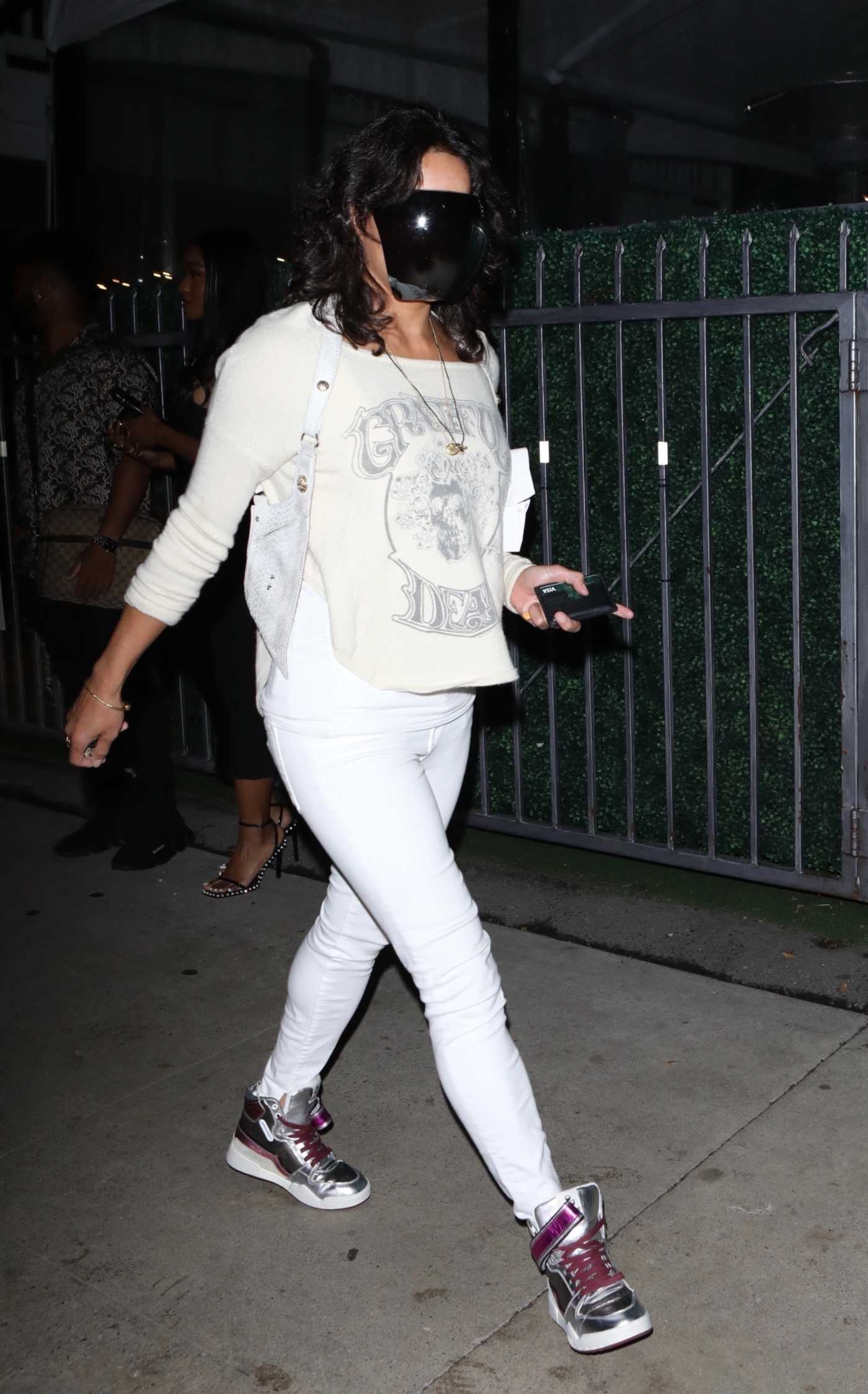 Michelle Rodriguez in a Black Protective Mask Leaves Dinner at Giorgio Baldi in Santa Monica 10/21/2021