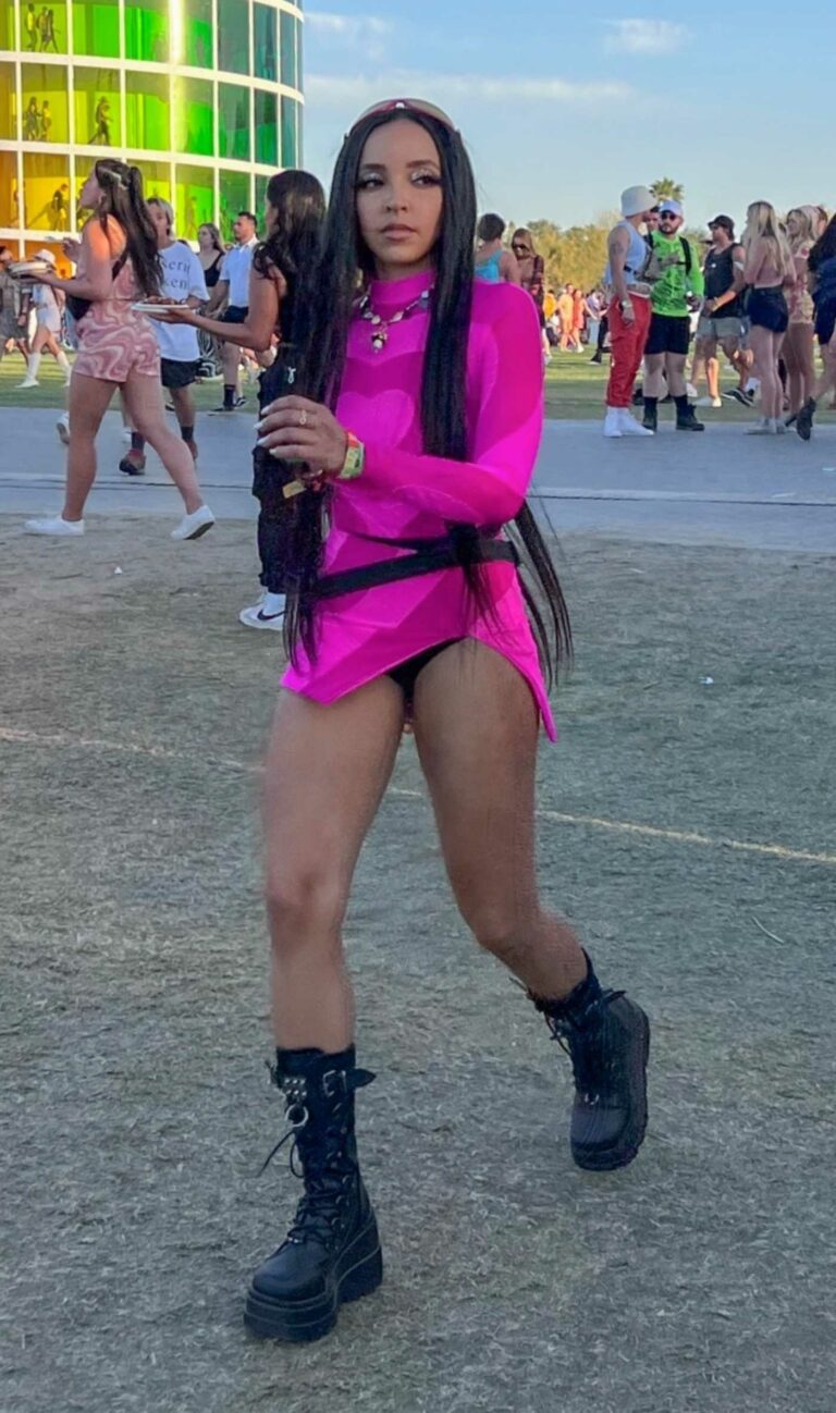 Tinashe in a Purple Mini Dress