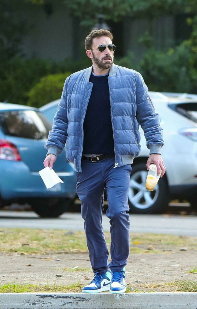 Ben Affleck in a Blue Bomber Jacket