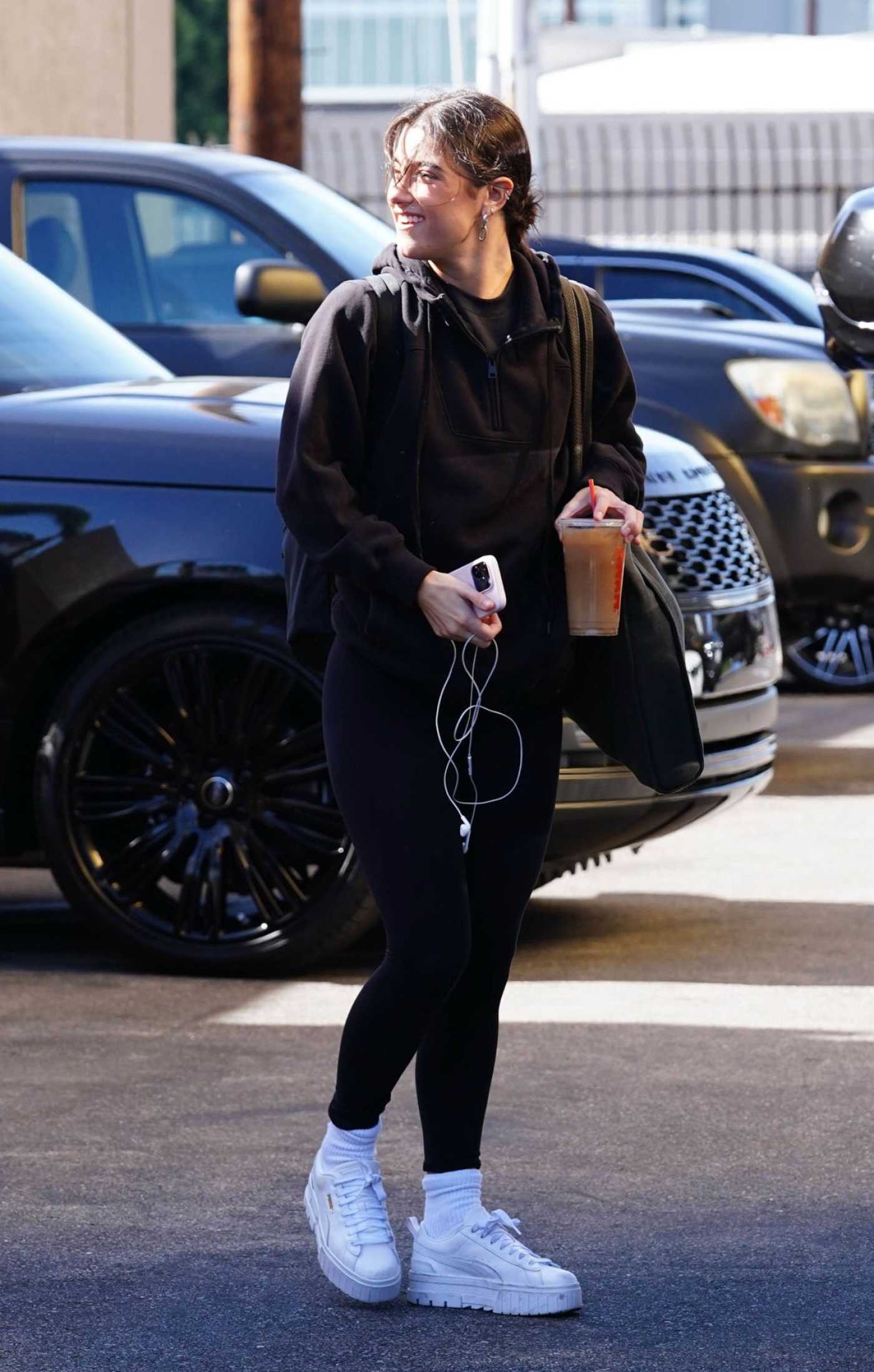 Charli D'Amelio in a White Sneakers Arrives at DWTS Studios in Los Angeles 11/04/2022