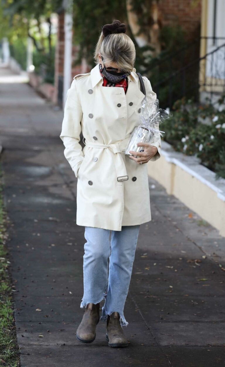 Lori Loughlin in a White Trench Coat