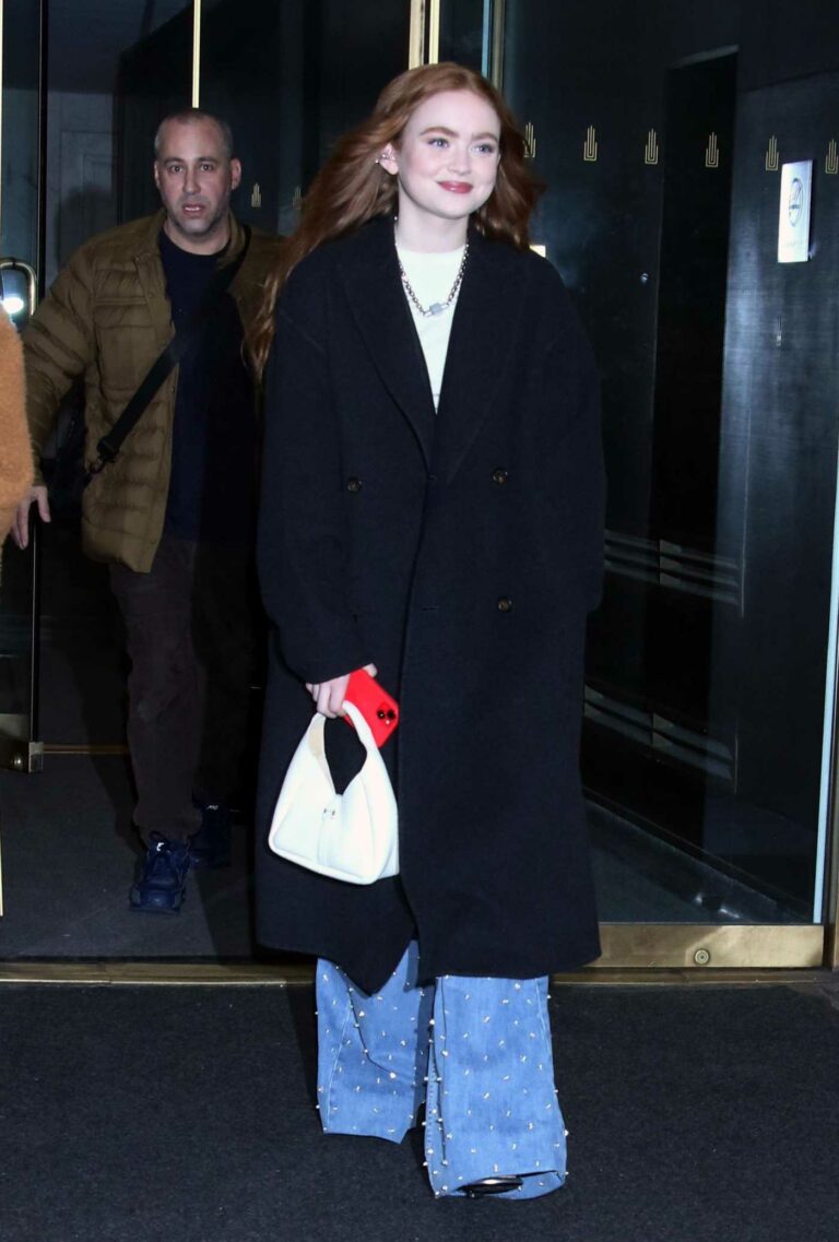 Sadie Sink in a Black Coat