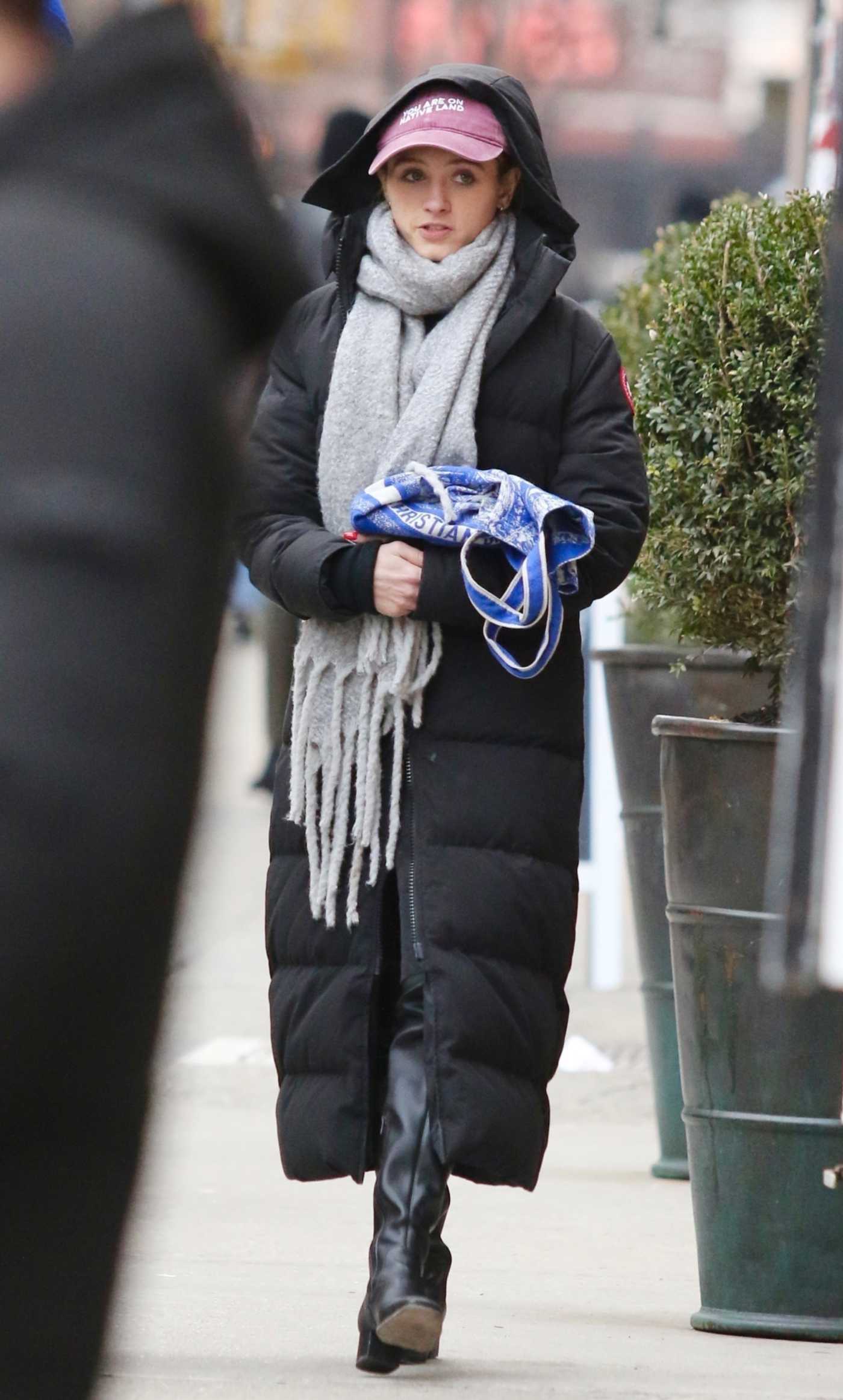 Natalia Dyer in a Black Puffer Coat Was Seen Out in NYC 02/25/2023