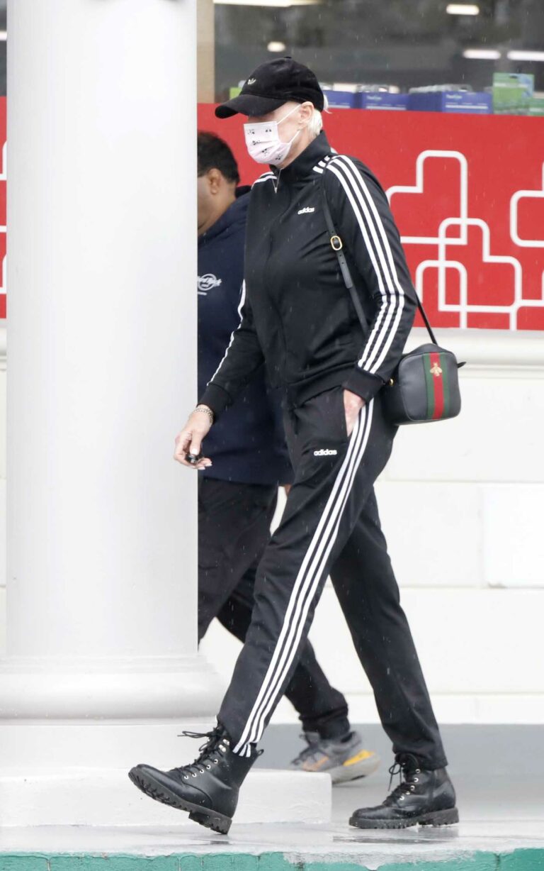 Brigitte Nielsen in a Black Adidas Tracksuit