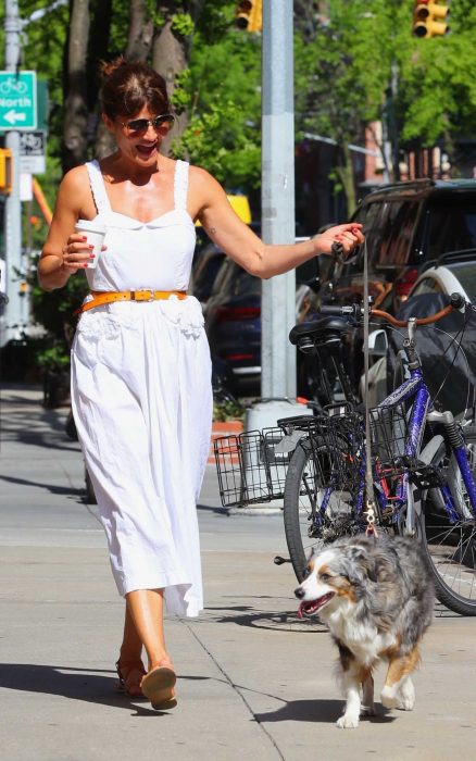 Helena Christensen in a White Dress