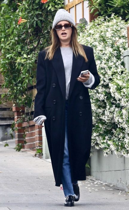 Ashley Tisdale in a Black Coat