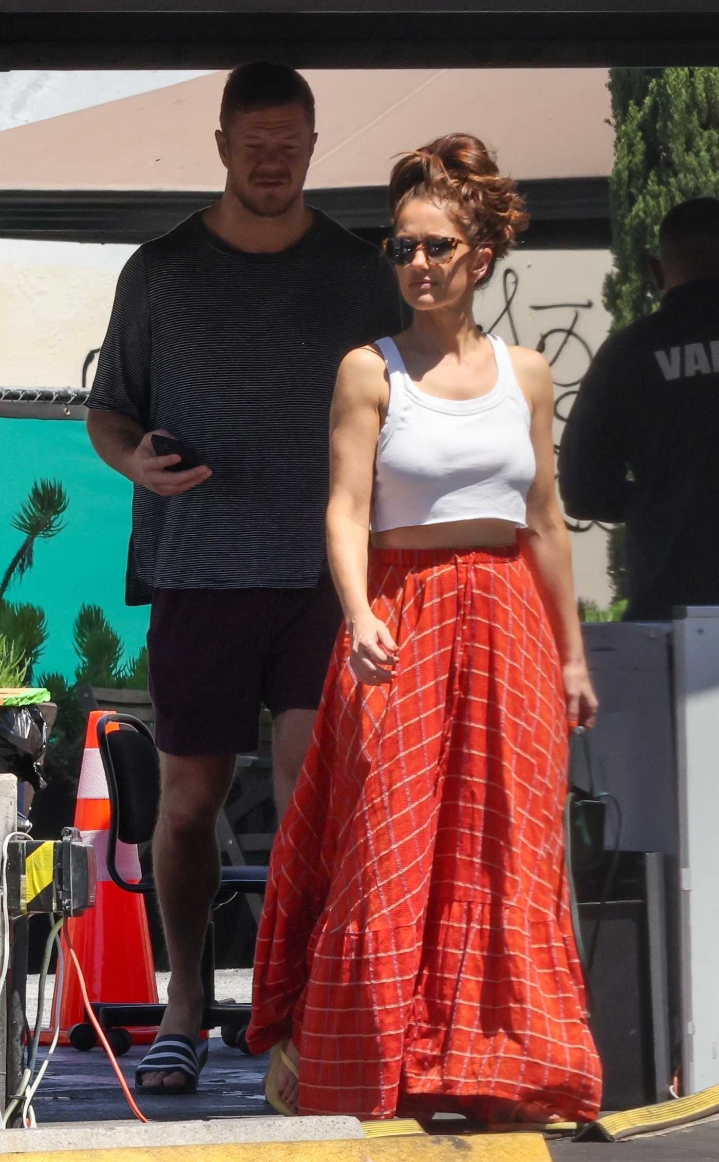 Minka Kelly in a Red Skirt Was Seen Out with Dan Reynolds in Los Angeles 07/14/2023