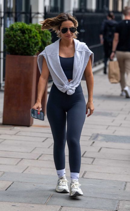 Frankie Bridge in a Black Leggings