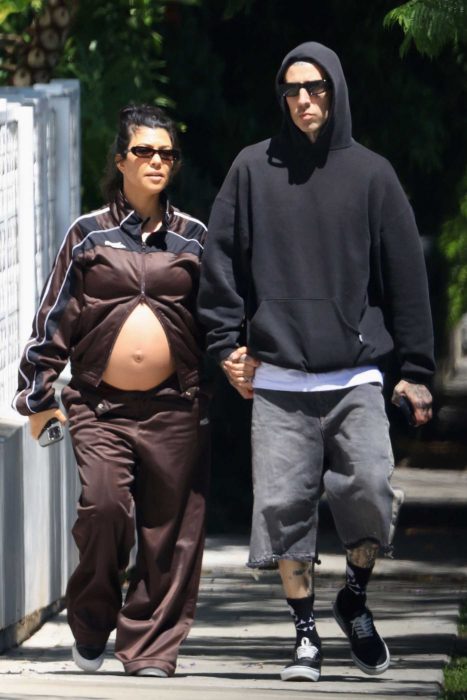 Kourtney Kardashian in a Brown Tracksuit