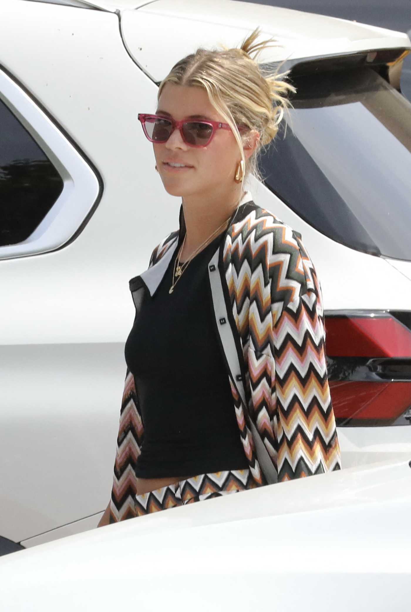 Sofia Richie in a Black Top Leaves Nobu in Malibu 07/30/2023