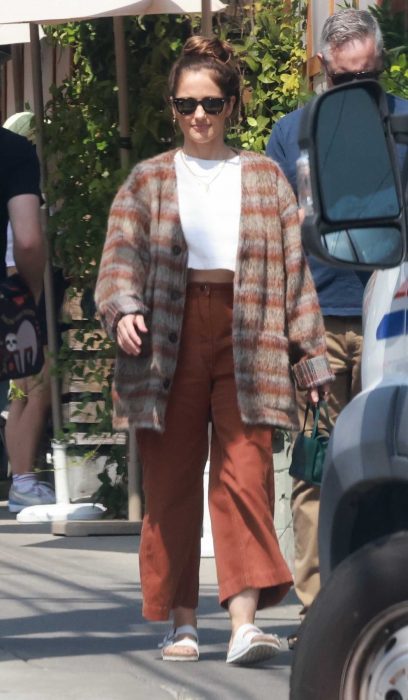 Minka Kelly in a Striped Cardigan