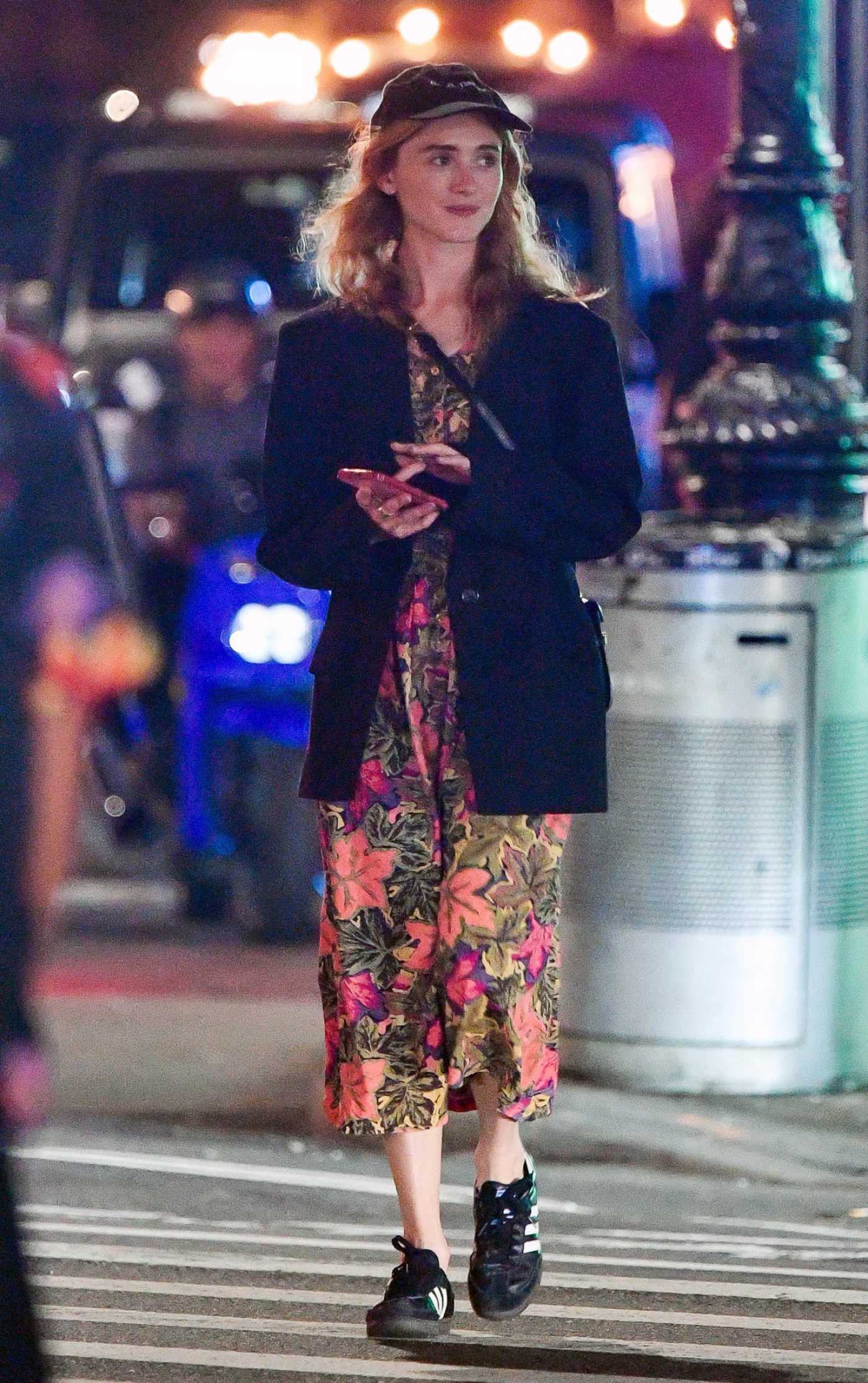 Natalia Dyer in a Black Blazer Leaves Dinner at Celebrity Hotspot Via Carota in New York 08/29/2023