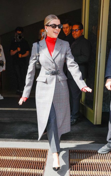 Sofia Richie in a Grey Coat
