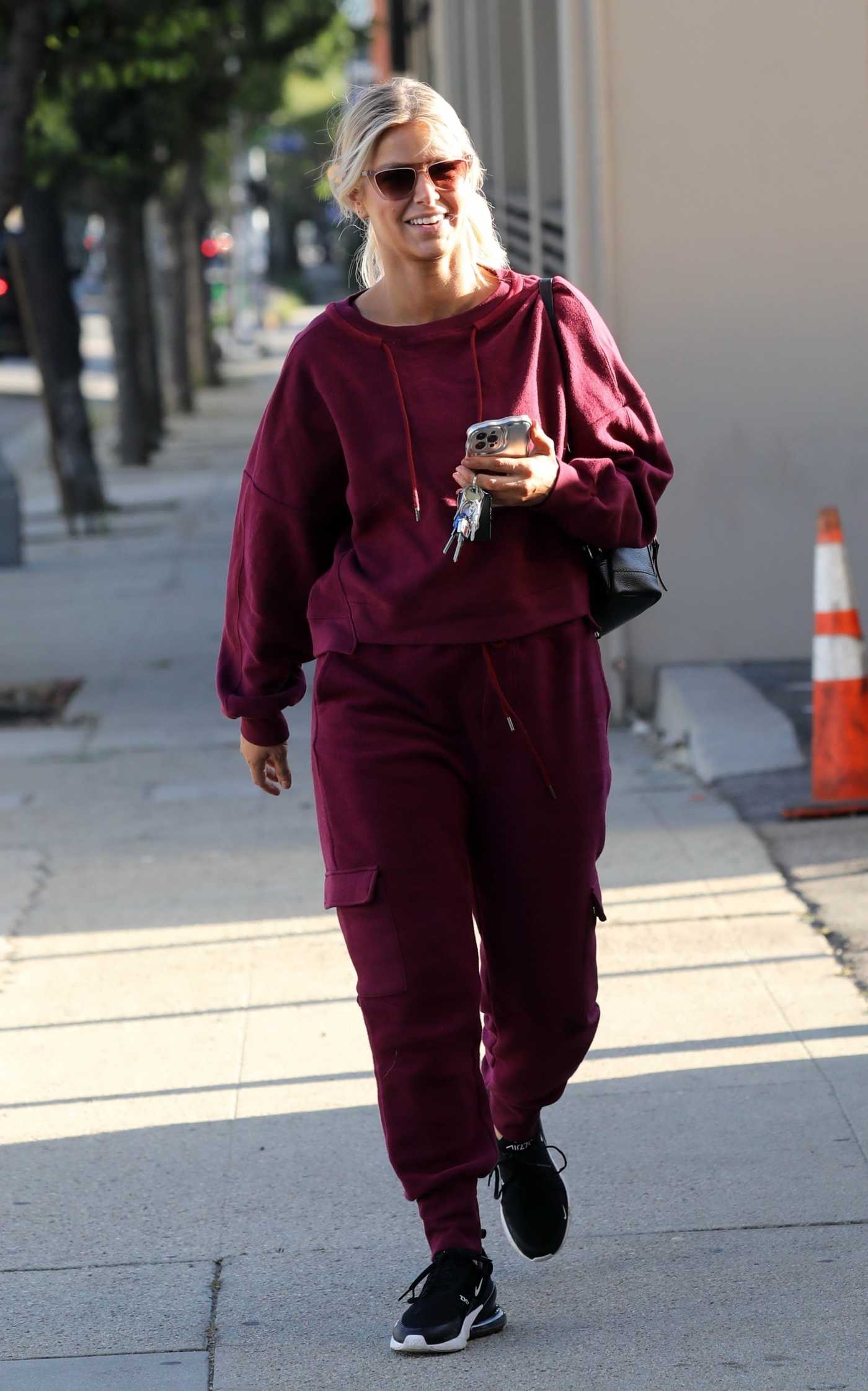 Ariana Madix in a Maroon Sweatsuit Arrives at the Dancing with the Stars Rehearsal Studio in Los Angeles 10/05/2023