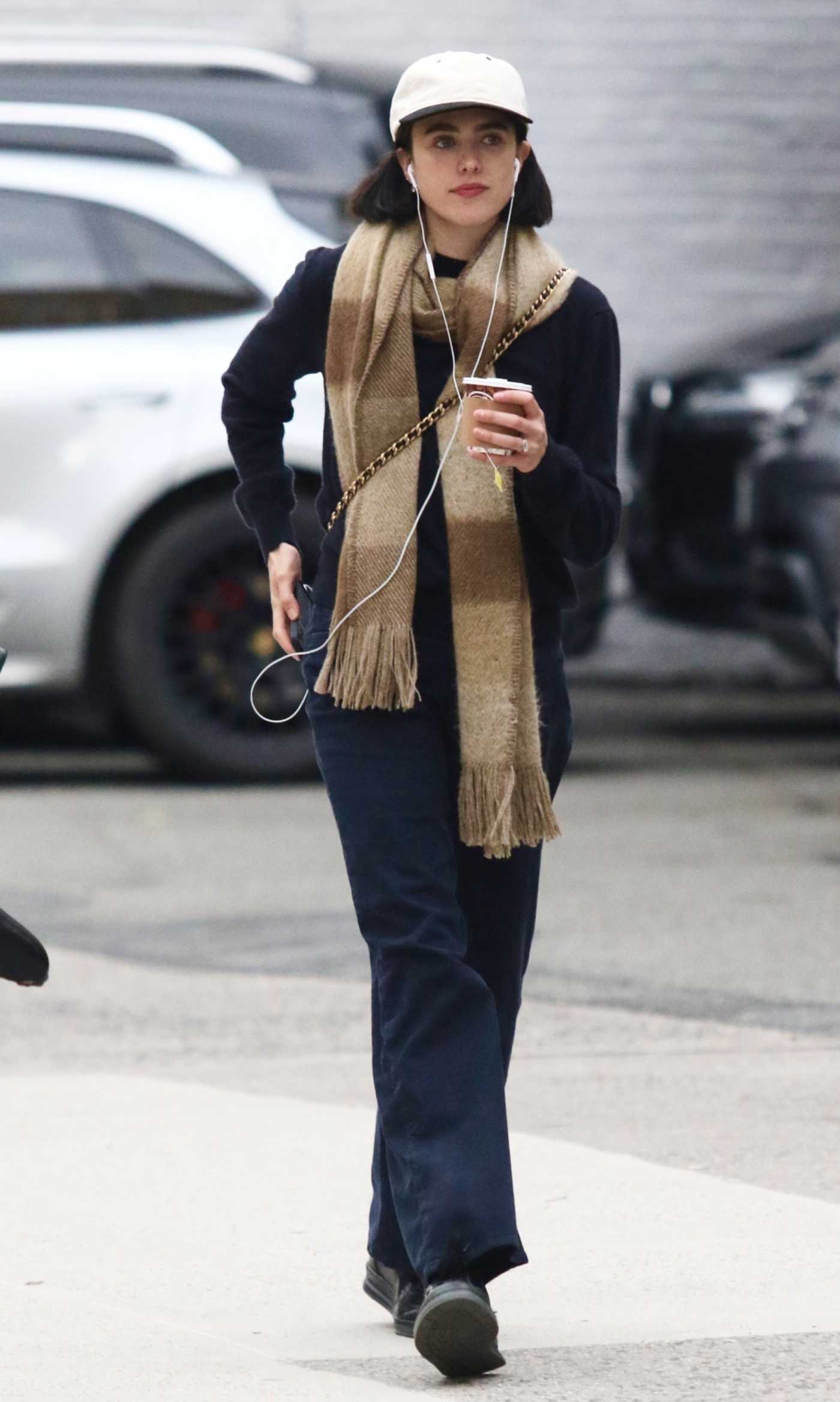 Margaret Qualley in a White Cap Was Seen Out in New York 10/10/2023
