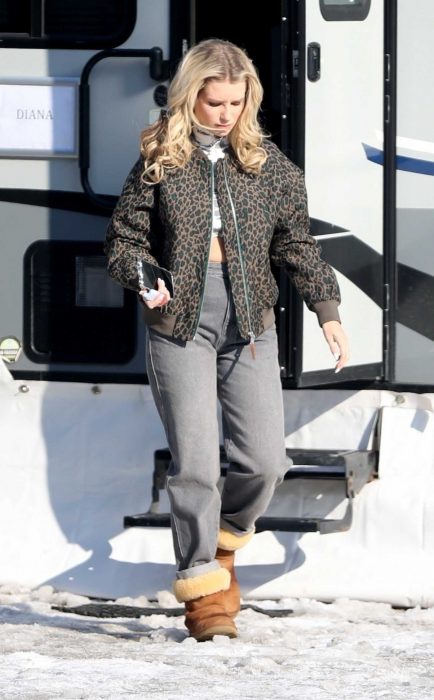 Lottie Moss in an Animal Print Jacket