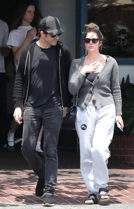 Ashley Benson in a Grey Cardigan