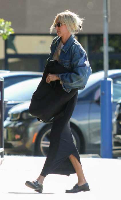 Kimberly Stewart in a Blue Denim Jacket