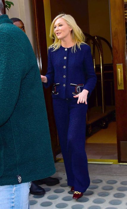 Kirsten Dunst in a Blue Pantsuit