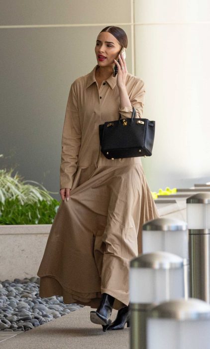Olivia Culpo in a Beige Dress