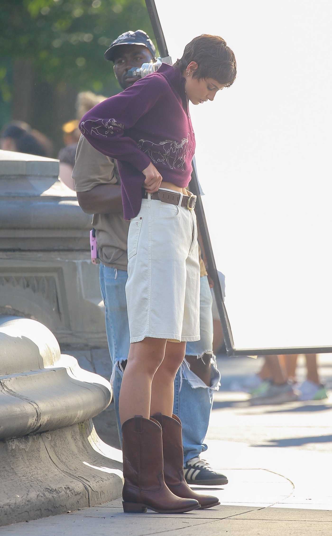 Taylor Hill on the set of a Video Shoot at Washington Square Park in New York City 06/11/2024
