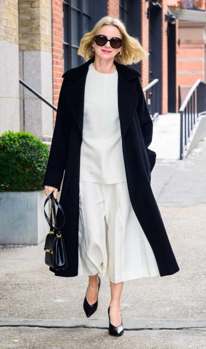 Naomi Watts in a Navy Coat