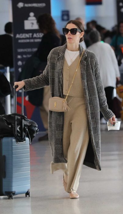 Ashley Greene in a Grey Coat