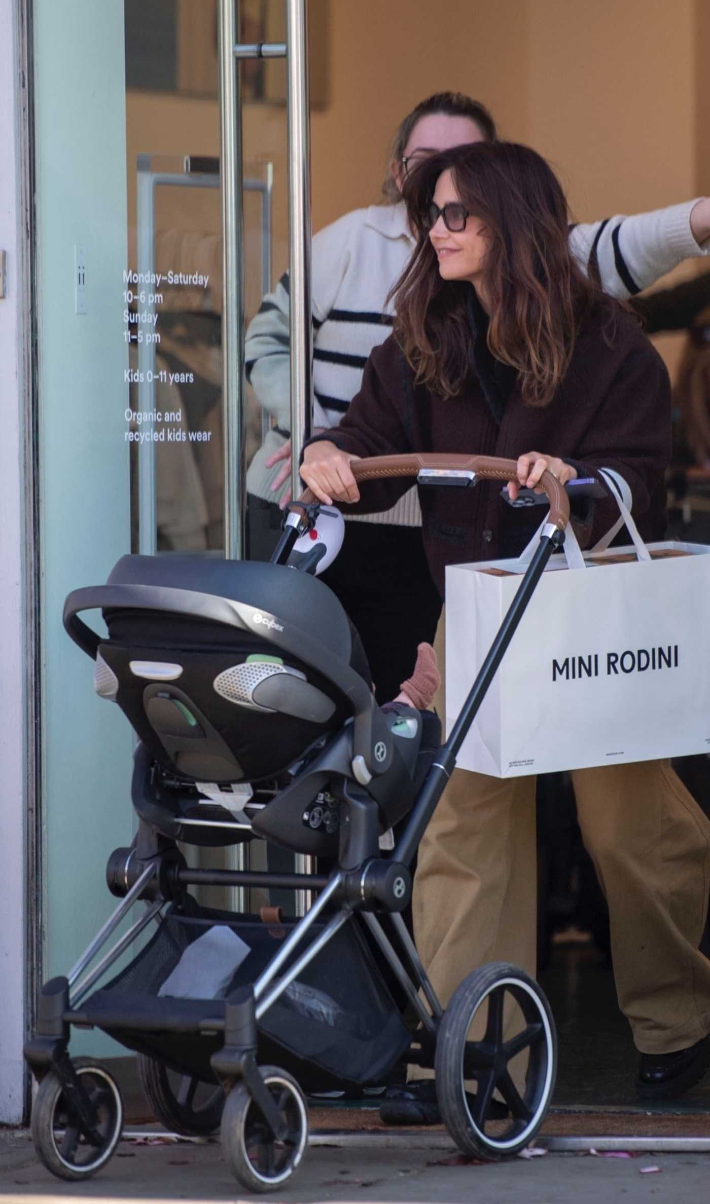 Jenna Coleman in a Beige Pants Exiting Boutiques in Notting Hill in London 03/28/2025