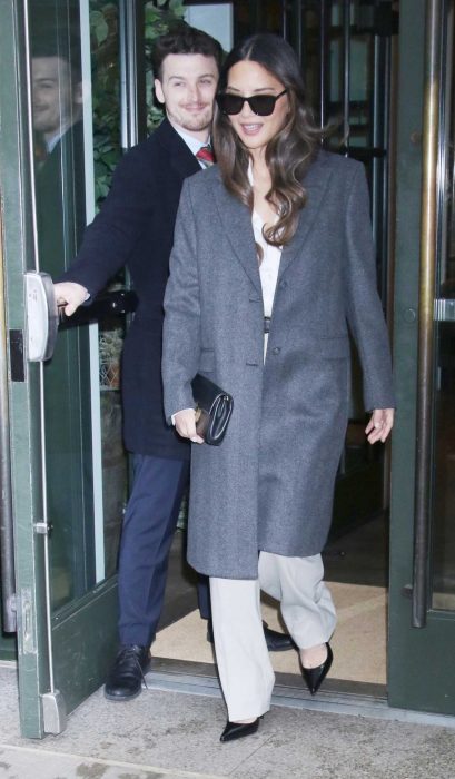 Olivia Munn in a Grey Coat