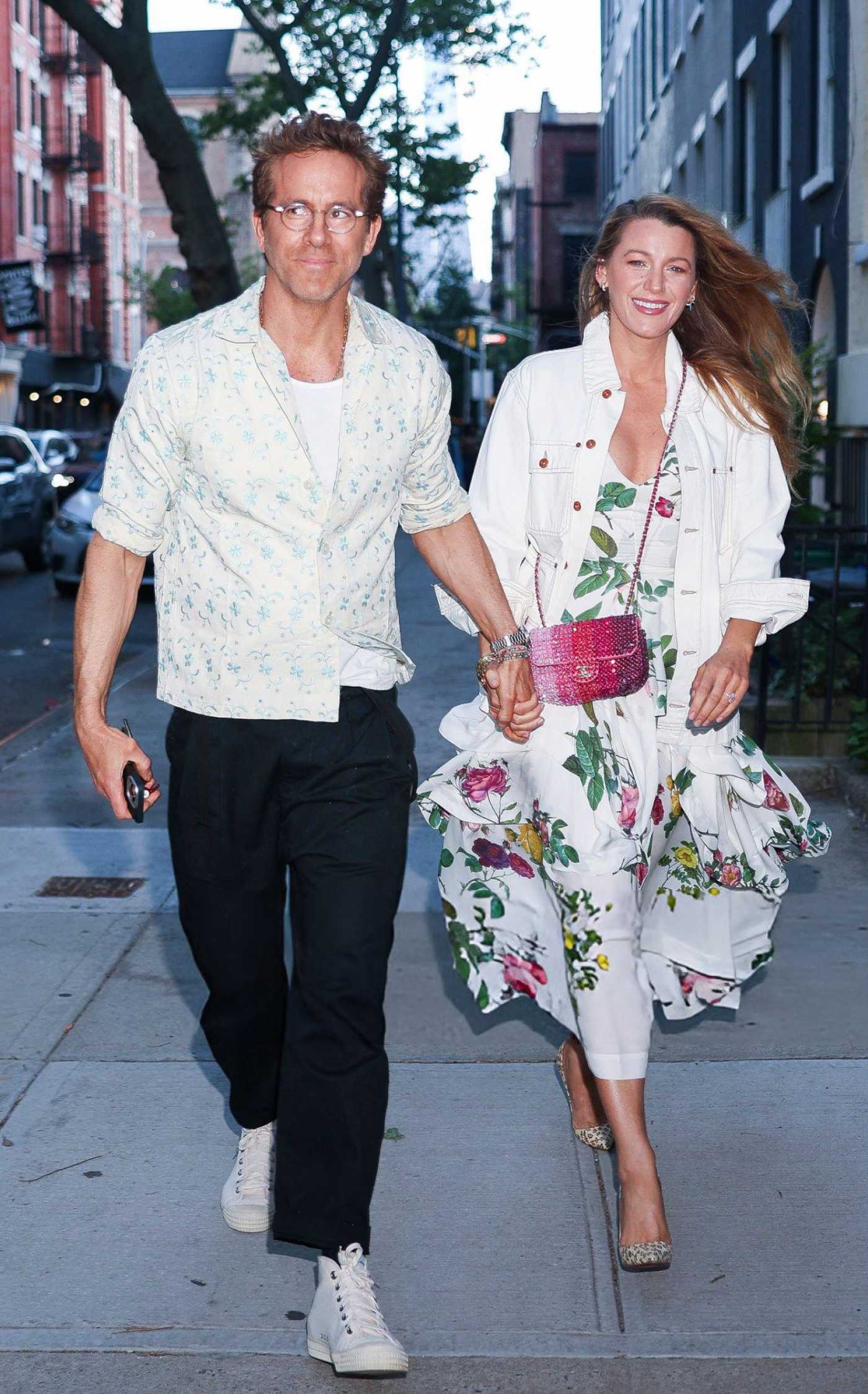 Blake Lively in a White Floral Dress Was Seen Out with Ryan Reynolds in New York City 05/18/2025