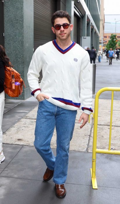 Nick Jonas in a White Jumper