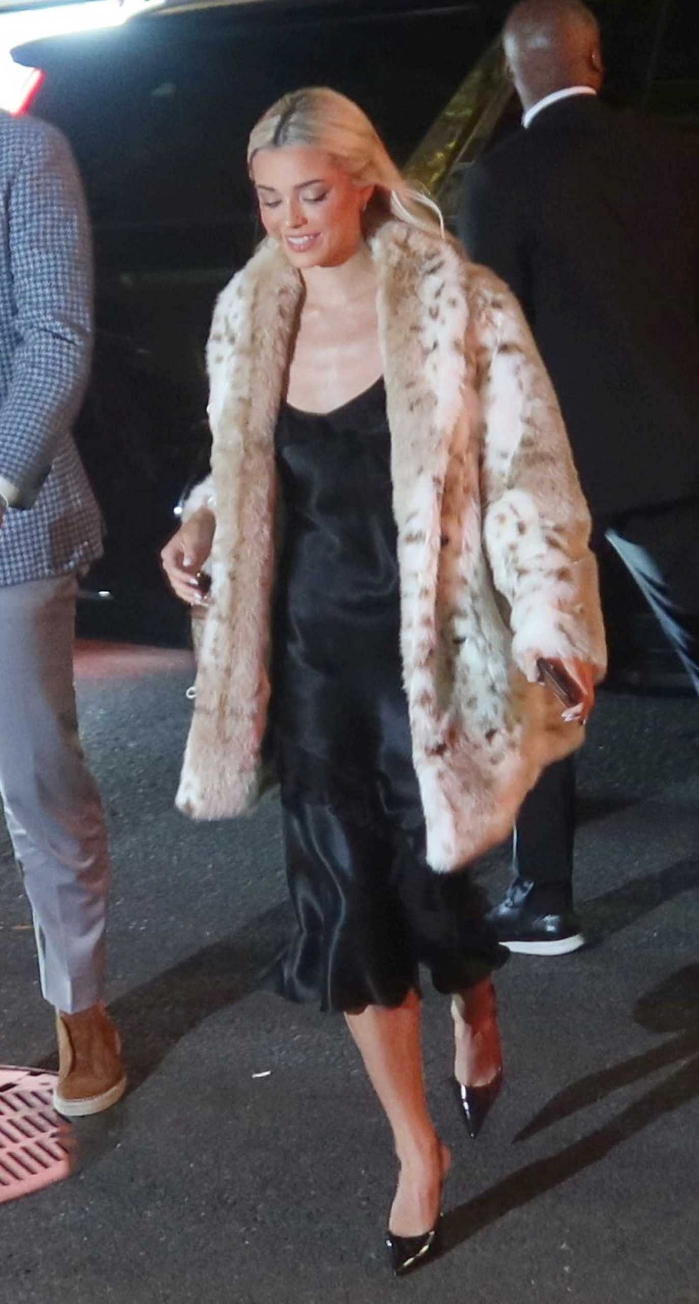 Olivia Dunne in an Animal Print Fur Coat Arrives at The Whitby Hotel in New York City 10/28/2025