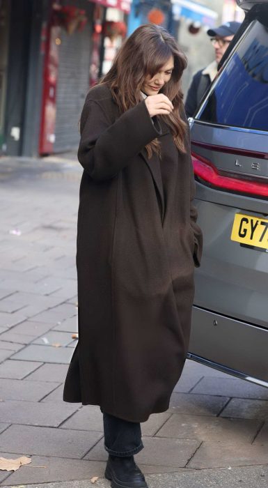 Elizabeth Olsen in a Brown Coat