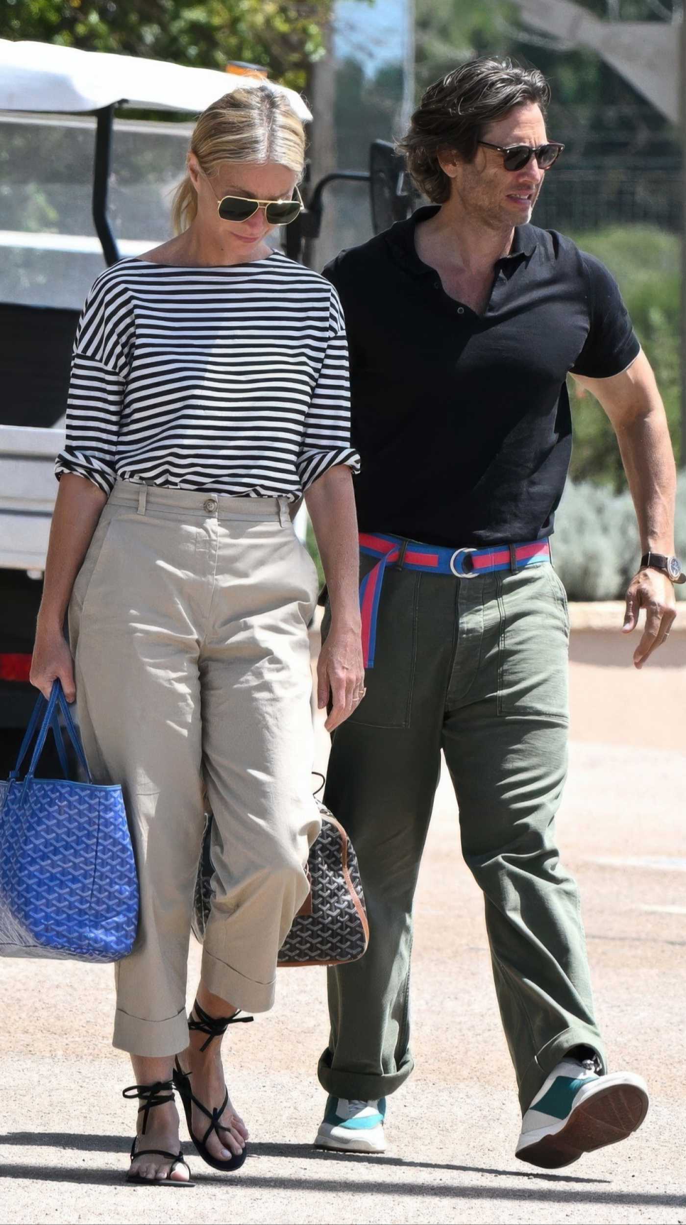 Gwyneth Paltrow in a Striped Long Sleeves T-Shirt Was Seen Out with Brad Falchuk in Santa Monica 06/18/2026