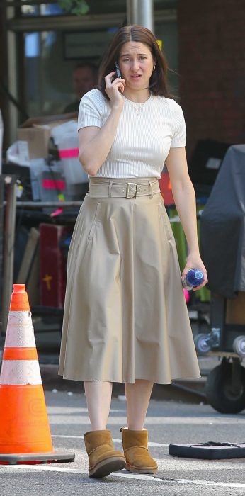 Shailene Woodley in a Beige Skirt