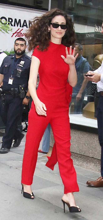 Emmy Rossum in a Red Ensemble