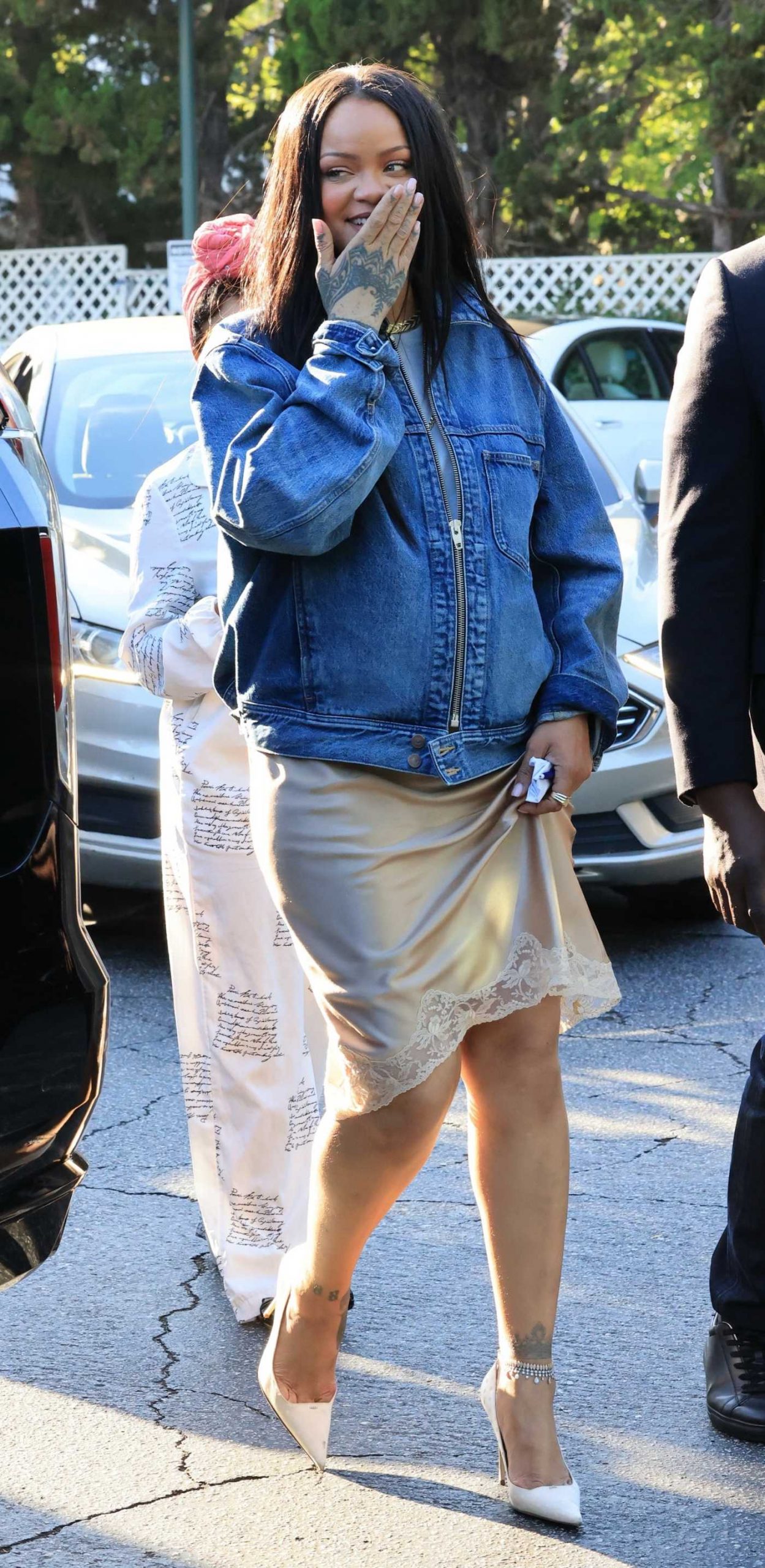 Rihanna in a Blue Denim Jacket Stepped Out in Beverly Hills 07/02/2026
