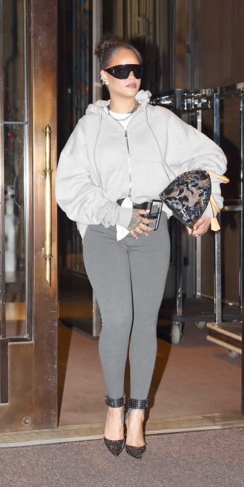 Rihanna in a Grey Leggings